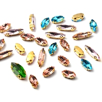 Strass en cristal de verre à coudre, forme griffe, marquise, navette, œil-de-cheval, avec trous, pour chaussures, vêtements et robes, vente en gros OEM