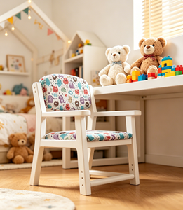 Fauteuil scandinave moderne en bois avec revêtement floral pour la maison, le bureau ou le salon - Product Image 4