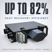 Ventilateur de récupération d'énergie ERV avec stérilisation au plasma IFD et récupération de chaleur par enthalpique 82 pour les personnes sensibles aux odeurs nasales à domicile