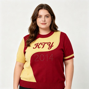 Maglioni da Donna Personalizzati <span class=keywords><strong>con</strong></span> Ricamo sul Petto, Alta Qualità, Invernali e Autunnali, Maniche Corte, <span class=keywords><strong>Collo</strong></span> Tondo, Lavorati a Maglia - Product Image 1
