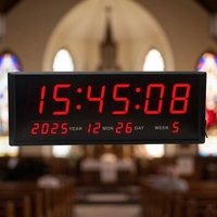 ZX Jam Dinding Digital Modern 19" Besar dengan LED, Jam Kalender untuk Lansia, Kantor, Sekolah, Rumah, Gereja, Menampilkan Tanggal, Hari, dan Waktu