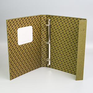 Porte-documents en tissu de lin personnalisé avec anneaux métalliques, classeur de luxe en lin avec mécanisme de reliure métallique - Product Image 2