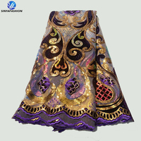 Sinya luxe africain maille filet dentelle de mariée avec paillettes brillantes dentelle tissu luxe dentelle robe de soirée