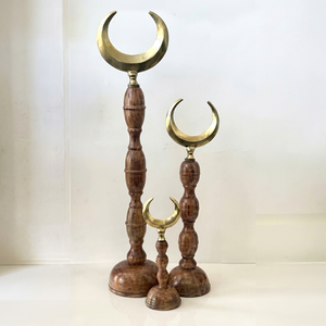 Adorno de Madera con Forma de Creciente Árabe, Decoración Islámica para Mesa, Decoración Musulmana para el Hogar, Centro de Mesa Hecho a Mano para Festividades Árabes - Product Image 1