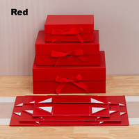 Boîte cadeau magnétique réutilisable, écologique, imperméable, avec nœud, emballage rigide pliable pour mariages et anniversaires