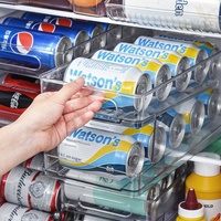 Organisateur de réfrigérateur pour bières et colas, transparent, double niveau, en PET, pliable, extensible, boîte de rangement pour boissons, pour la maison