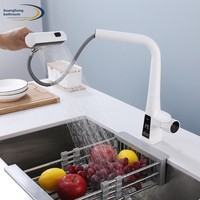 Raindance Moderne Blanc Affichage Numérique Robinet Pull-Out Capteur Robinet Cuisine Évier Chaud Froid Laiton Matériel Pull-Down Type De Pulvérisation
