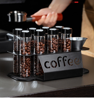 Boîte à grains de café transparente en acier inoxydable, ensemble de tubes de stockage portables pour grains de café, support de présentation pour la dégustation du café