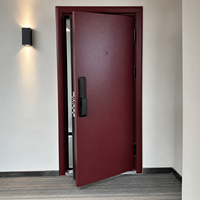 Porte de sécurité rouge bordeaux à verrouillage multipoints, intelligente avec empreinte digitale, ignifuge et insonorisée, conforme aux normes AS2047 CE NFRC, pour appartement, directement de l'usine