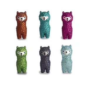 Glittering Mini kawaii lama toys OEM Factory Made Flocked Plastic PVC Animal Toys, blind box toy made by plastic