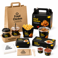 Boîte à emporter écologique en papier kraft pour hamburger, poulet frit, frites, avec logo personnalisé, emballage pour restauration rapide