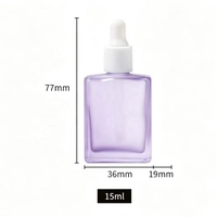 Flacon compte-gouttes en verre givré mat vert pour huile essentielle et crème/sérum de soin de la peau avec bouchon compte-gouttes blanc 15 ml