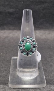 Design chic et mignon vert Onyx pierres précieuses bague en argent Sterling élégant fait à la main déclaration bijoux cadeau - Product Image 6