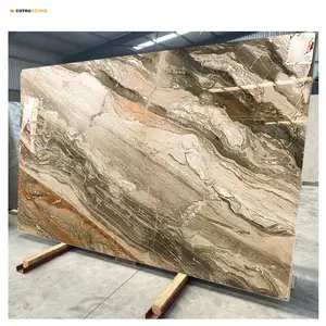 Wholesale Polished Modern Contemporary Venice Milly Tulip Venice Calcite Brown Big Slab Marble