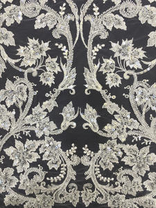 ดูไบผ้าไหมลายดอกไม้แบบสมมาตร + ปักมุก + ปักเลื่อมชุดแต่งงานปักเลื่อมผ้าลูกไม้ประดับมุก - Product Image 4