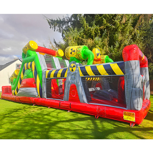 Parcours d'obstacles gonflable coloré avec toboggan aquatique pour adultes et enfants, idéal pour la location lors de fêtes - Product Image 3