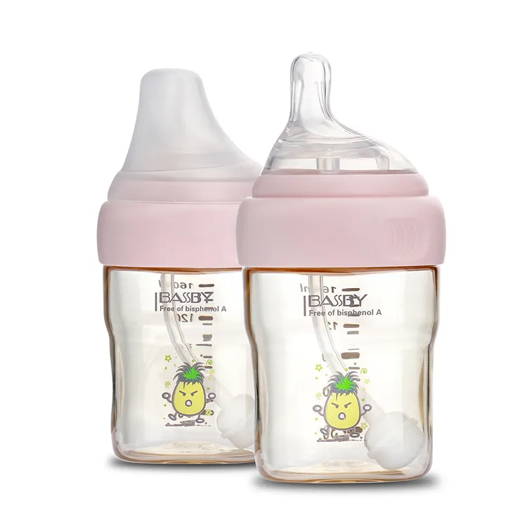 Cheap Best Selling Leakproof Custom Logo Square Shaped BPA Free PPSU Plastic Feeding Straw Baby Bottle For Boy