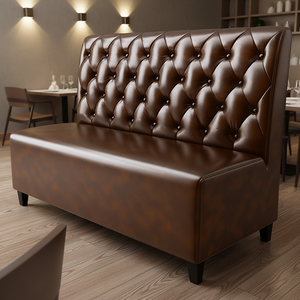 Ensembles de Banquettes <span class=keywords><strong>Chesterfield</strong></span> Rétro en Cuir à Dossier Haut Boutonné pour <span class=keywords><strong>Restaurant</strong></span>, Mobilier Professionnel Moderne - Product Image 2