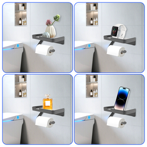 El soporte autoadhesivo confiable de marca china con cubierta y estante ahorra espacio elegante oculta y sostiene Mega rollos - Product Image 5
