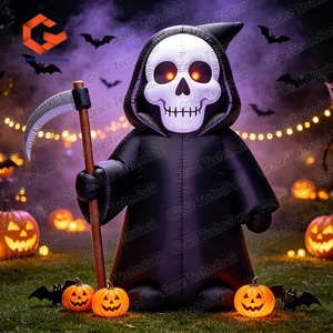 Décoration gonflable d'Halloween <span class=keywords><strong>avec</strong></span> lumières LED, Grim Reaper gonflable effrayant <span class=keywords><strong>avec</strong></span> faucille pour la décoration extérieure de la cour et des fêtes - Product Image 5