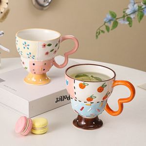 Hand Painted Embossed <b>Ceramic</b> <b>Cup</b> Household Water <b>Cup</b> Mug Goblet Design Coffee Cute Milk <b>Cup</b> - Product Image 3