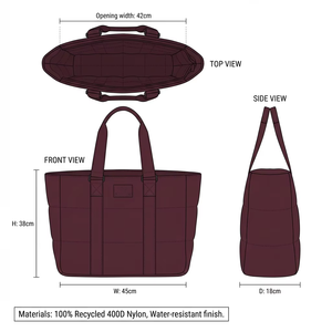 <span class=keywords><strong>Borsa</strong></span> Tote in Nylon Trapuntato di Grande Capacità BSCI Personalizzata 2026, <span class=keywords><strong>Borsa</strong></span> a Spalla Riciclata <span class=keywords><strong>Bordeaux</strong></span> per Donne, Viaggio e Pendolarismo - Product Image 2