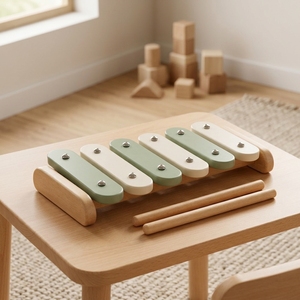Xilofono in Legno Giocattolo Educativo Strumento a Percussione con Tastiera in Legno di Faggio per l'Apprendimento Precoce Set da 6 Pezzi - Product Image 2