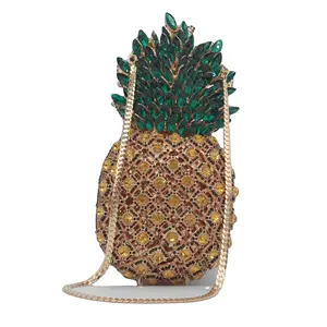 Women's high quality Pineapple Crystal Clutch Bag