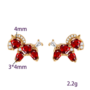 Pendientes de Plata de Ley 925 con 9 Caballos de la Suerte, Corte Corazón y Pera, con Piedras Naturales, Regalo para Ella - Product Image 6