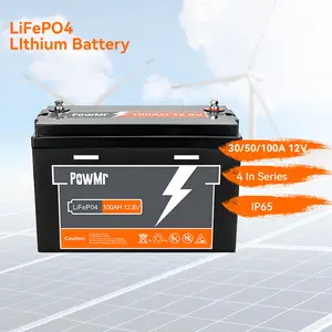 PowMr baterai surya dalam stok baterai Lithium lon 12.8V 100AH baterai IP65 LiFePO4 baterai untuk penyimpanan energi