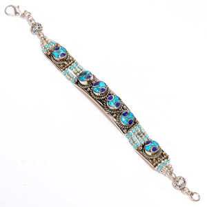 Natural Turquoise Coral Lapis Fashion Bracelet, Tibetan <b>Silver</b> Nepali Antique Bracelet, Top Quality Gemstone <b>Silver</b> Jewelry - Product Image 3