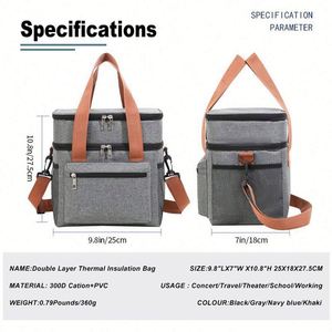 Sac à lunch isotherme imperméable à double couche en Oxford 300D, best-seller, réutilisable, pour le bureau, avec logo - Product Image 4