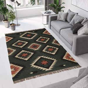 Tapis de jute en laine Kilim tissé à la main de qualité supérieure tapis décoratif géométrique moderne élégant pour bureau à domicile salon chambre sol - Product Image 2