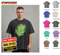 T-shirt vierge en coton pur 280 g/m² épais pour homme, style streetwear, coupe oversize et carrée, imprimé vintage, délavé à l'acide, vente en gros