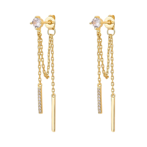 Boucles d'oreilles pendantes géométriques tendance en argent sterling plaqué or 18 carats pour femmes PAVOI |   Boucles d'oreilles en pierre naturelle pour - Product Image 1