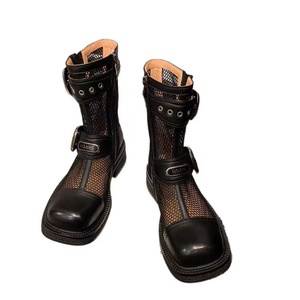 Nuovo Stile di Stivaletti Britannici con Cinturino in Rete e Fibbia, Retrò e Versatili, Estivi con Punta Aperta, Suola Spessa, Allacciatura a Lacci - Product Image 6
