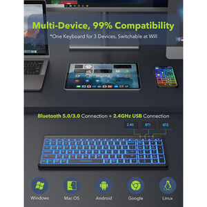 ชุดคีย์บอร์ดและเมาส์ไร้สายแบบเงียบพร้อมไฟ RGB ตอบสนองรวดเร็วไม่มีดีเลย์ ชุดคีย์บอร์ดและเมาส์แบบชาร์จได้สำหรับเดสก์ท็อป/แล็ปท็อป - Product Image 2