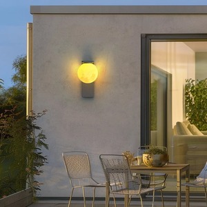 Lampe murale solaire LED extérieure pour villa, cour et porte d'entrée avec lampe lune, lampe ronde pour jardin et clôture, base en acier inoxydable - Product Image 3