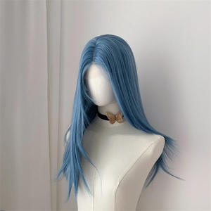 Peluca Larga y Lisa Azul Dm531 37 con Flequillo Lateral, Línea de Cabello Natural, Encaje Transparente, Peluca Completa para Mujer - Product Image 4