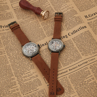 Montres de couple SPARKTIME à mouvement mécanique squelette entièrement ajouré, cadran analogique en cuir, cadeau unique de haute qualité pour les amoureux