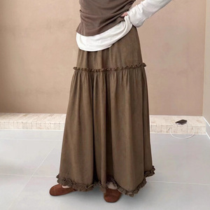 Parapluie <span class=keywords><strong>mi</strong></span>-long taille haute <span class=keywords><strong>noir</strong></span> respirant <span class=keywords><strong>jupe</strong></span> décontractée polyvalente à impression numérique pour naturel - Product Image 2