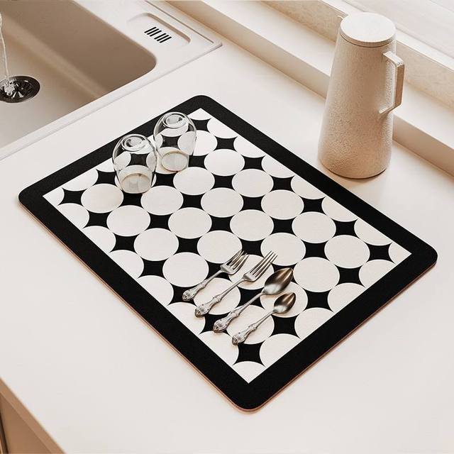 Coffee Machine Absorbent Mat Kitchen Dish Bar Drainage Mat Dining Table Countertop No Wash Heat Insulating Mat