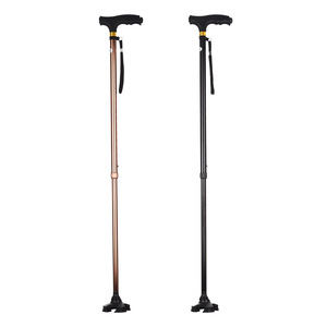 Bâton de marche en alliage d'aluminium avec lumière LED, hauteur télescopique réglable, base antidérapante pour personnes âgées, randonnée - Product Image 2