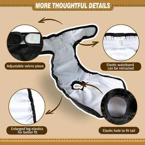 Hiphoppet ผ้าอ้อมสุนัขหญิงที่นำกลับมาใช้ใหม่ได้ซักได้ระบายอากาศและดูดซับได้ดีกางเกงสัตว์เลี้ยงสำหรับไม่หยุดยั้งการดูแลประจำเดือน - Product Image 5