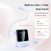 Banque d'alimentation OEM ODM avec câble intégré de type C 10000mAh avec cordon LED Affichage Banque d'alimentation mobile 5000mAh Banque d'alimentation mobile