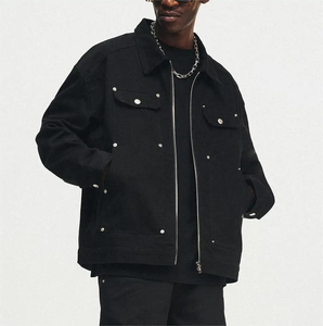 Nouvel arrivage de <span class=keywords><strong>veste</strong></span> universitaire surdimensionnée à fermeture éclair avec logo personnalisé pour hommes <span class=keywords><strong>veste</strong></span> punk pour hommes noire avec rivet et <span class=keywords><strong>bosse</strong></span> pour ongles - Product Image 6