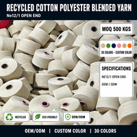 Fil recyclé mélangé coton polyester Open End pour la production de chaussettes en usine, NE 8/1 12S 16S 20S TC CVC, couleur personnalisée, vente en gros