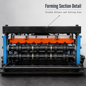 Hydraulische Motorpumpen-Getriebe-Bodenbelag-Rollformmaschine Metallblech-Flutenformungsanlage für Bodenplattenproduktion - Product Image 4