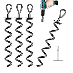 Kit de <span class=keywords><strong>fixation</strong></span> robuste pour trampoline avec 4 sangles - Ancrage en spirale en acier pour trampoline, balançoire, pavillon, tente de fête, maison - Product Image 1