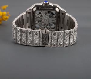 Reloj de Lujo con Diamantes Incrustados, Caja de Acero Inoxidable, Movimiento de Cuarzo, Cristal |   Reloj Unisex Estilo Hip Hop |   Venta al por Mayor - Product Image 3